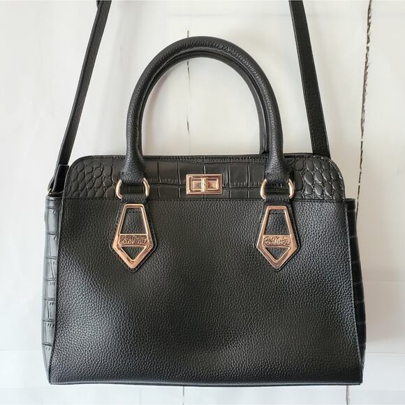 Bob Mackie Rodeo Drive Croc Print Leather Satchel Handbag - Picture 2 of 12